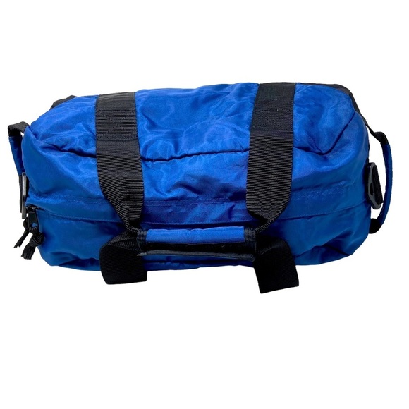 One Dot Source. Medium Blue and Black Two Handle Nylon Duffle Bag - Picture 9 of 10